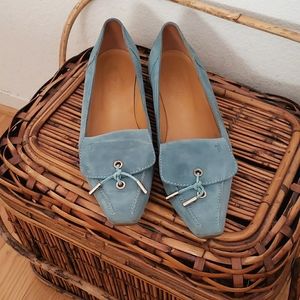 TOD'S of Italy Light Blue Suede Loafers Size 41